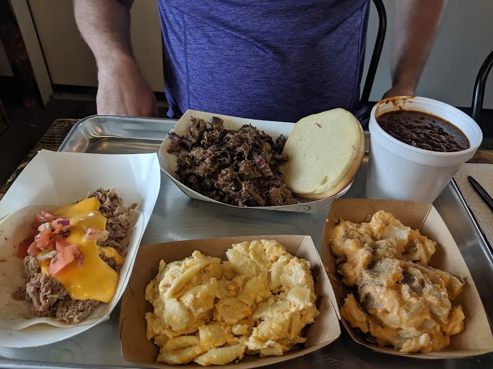 Chopped Brisket Sandwich Pulled Pork Taco Scalloped Potatoes Mac and Cheese Brisket Chili